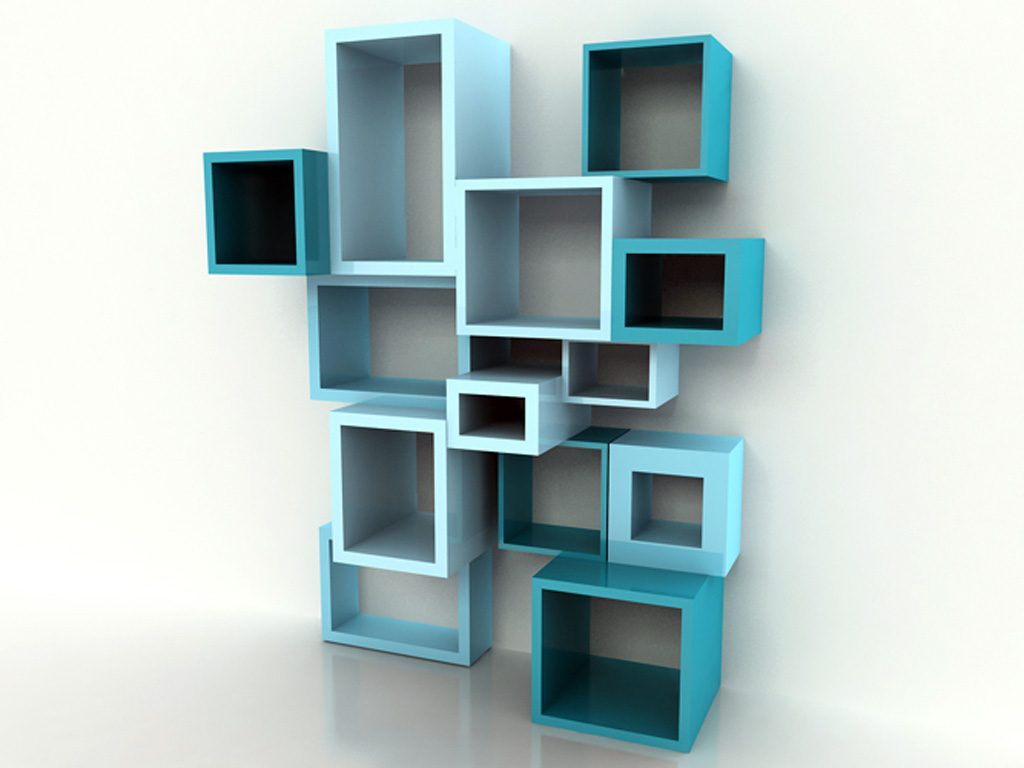 Blue cube shelving
