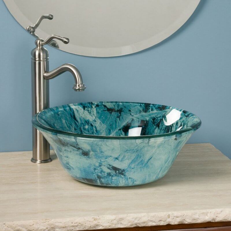 Awesome blue bathroom vessel sink