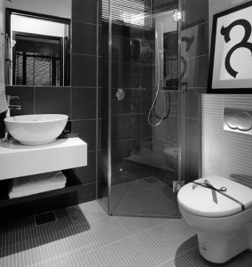 Bathroom in black and white