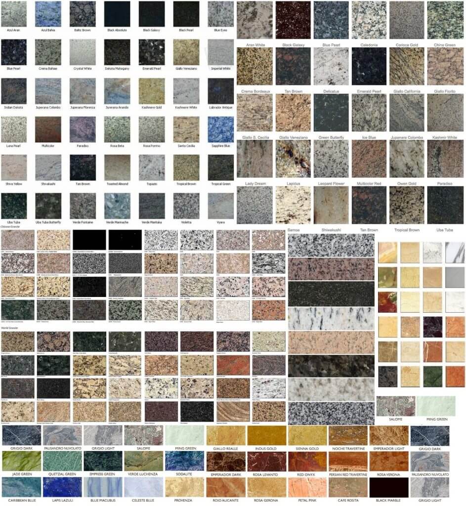 Marble sample colors