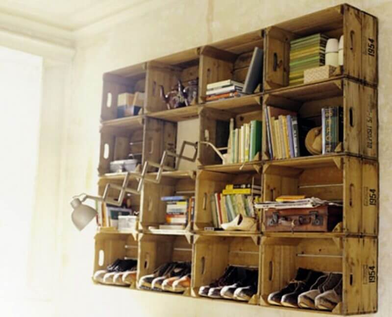 Crates as bookshelves