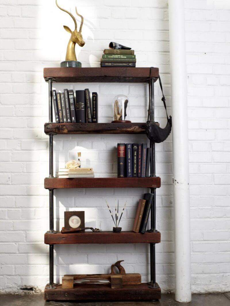 Industrial style bookshelves