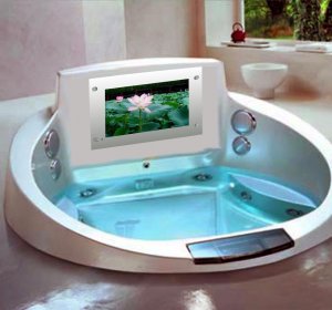 Tv in a bathtub