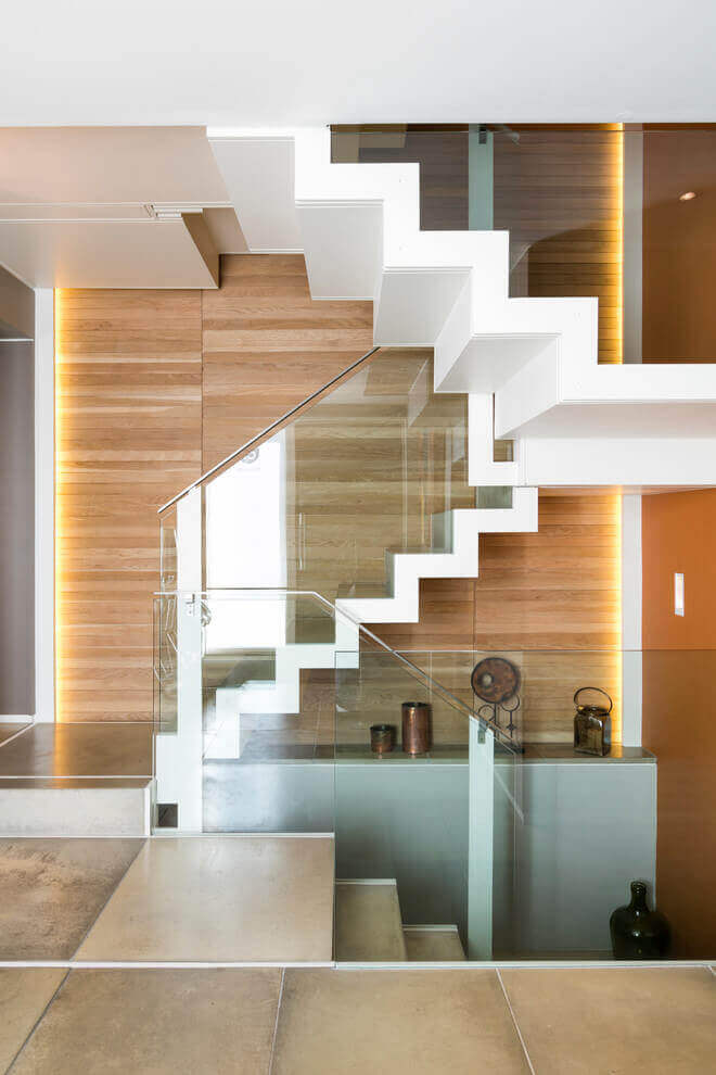 Staircase bordered with glass