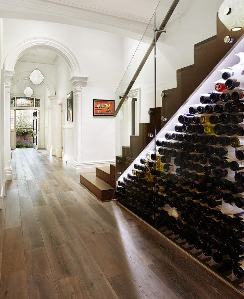 Wine storage under stairs