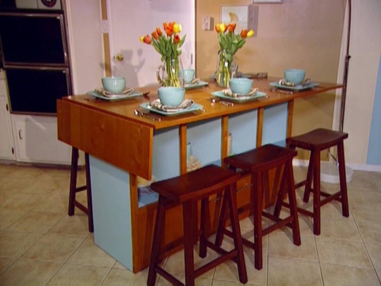 install a folding table on a kitchen island