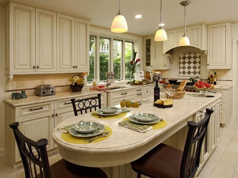 Kitchen island and dinning area