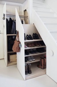 Shoe cabinet under stairs