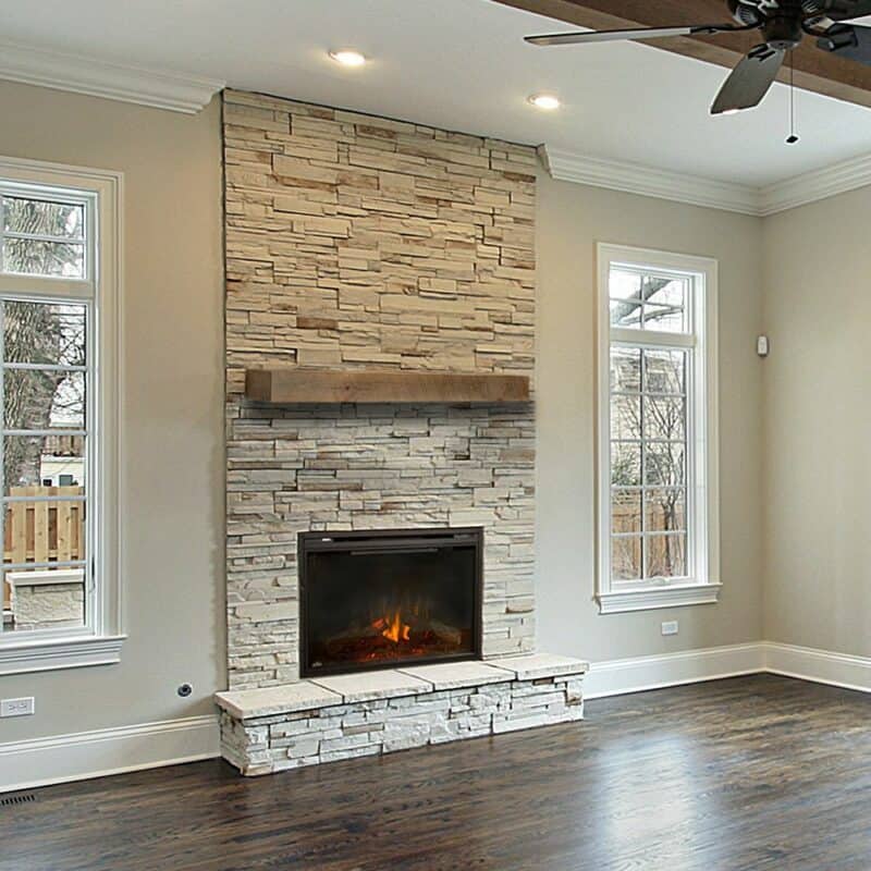 Wood fireplace mantel