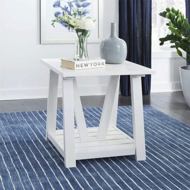 White wood table